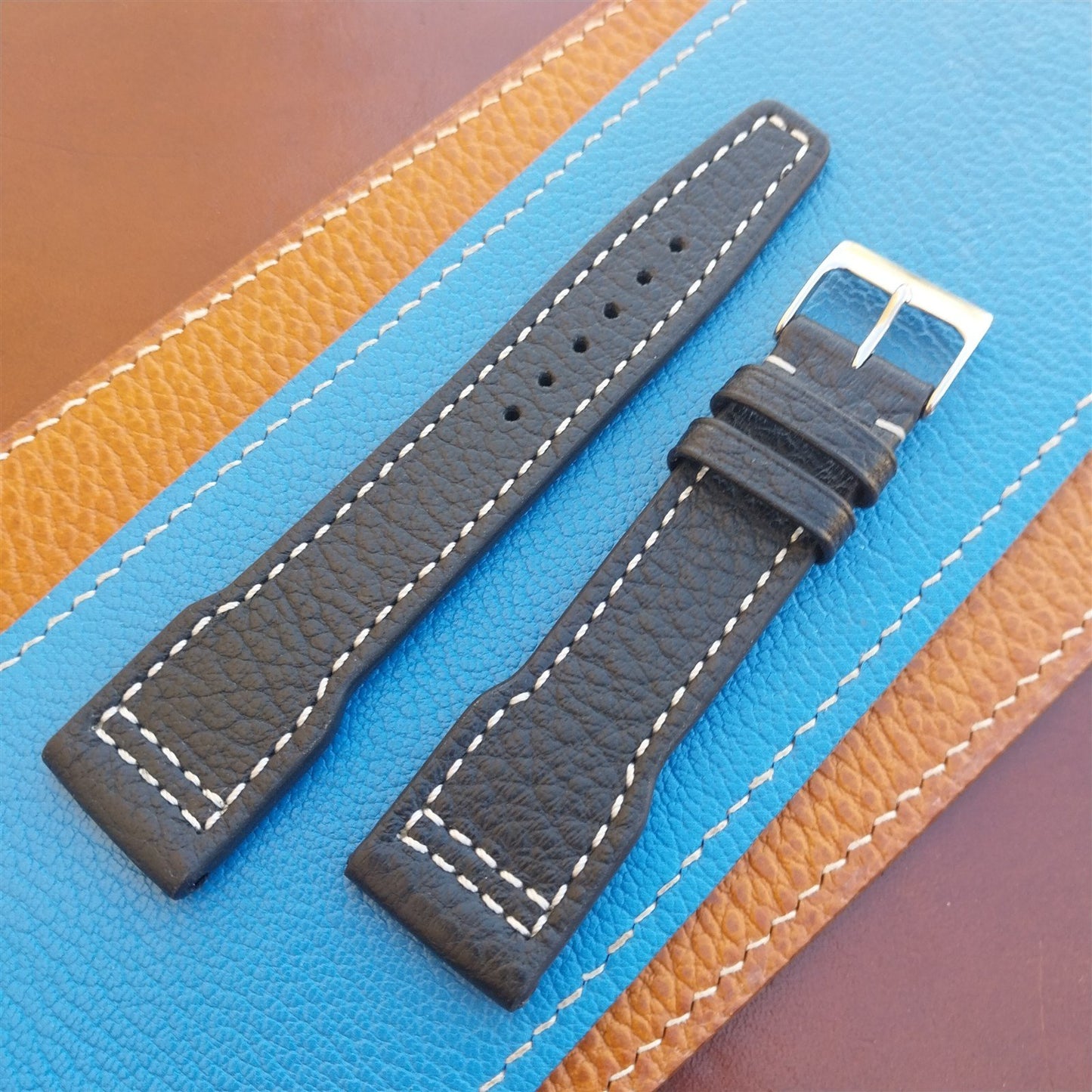 22mm Mocha Rios Typhoon Buffalo Leather 22/18 Aviator Pilot Watch Strap