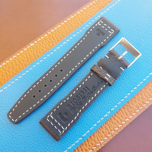 20mm Mocha Rios Typhoon Buffalo Leather 20/18 Aviator Pilot Watch Strap