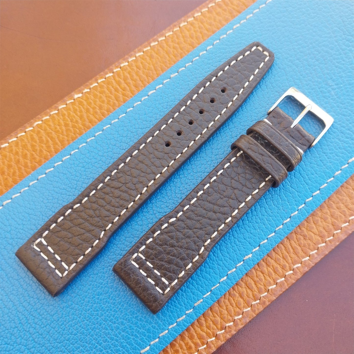 20mm Mocha Rios Typhoon Buffalo Leather 20/18 Aviator Pilot Watch Strap