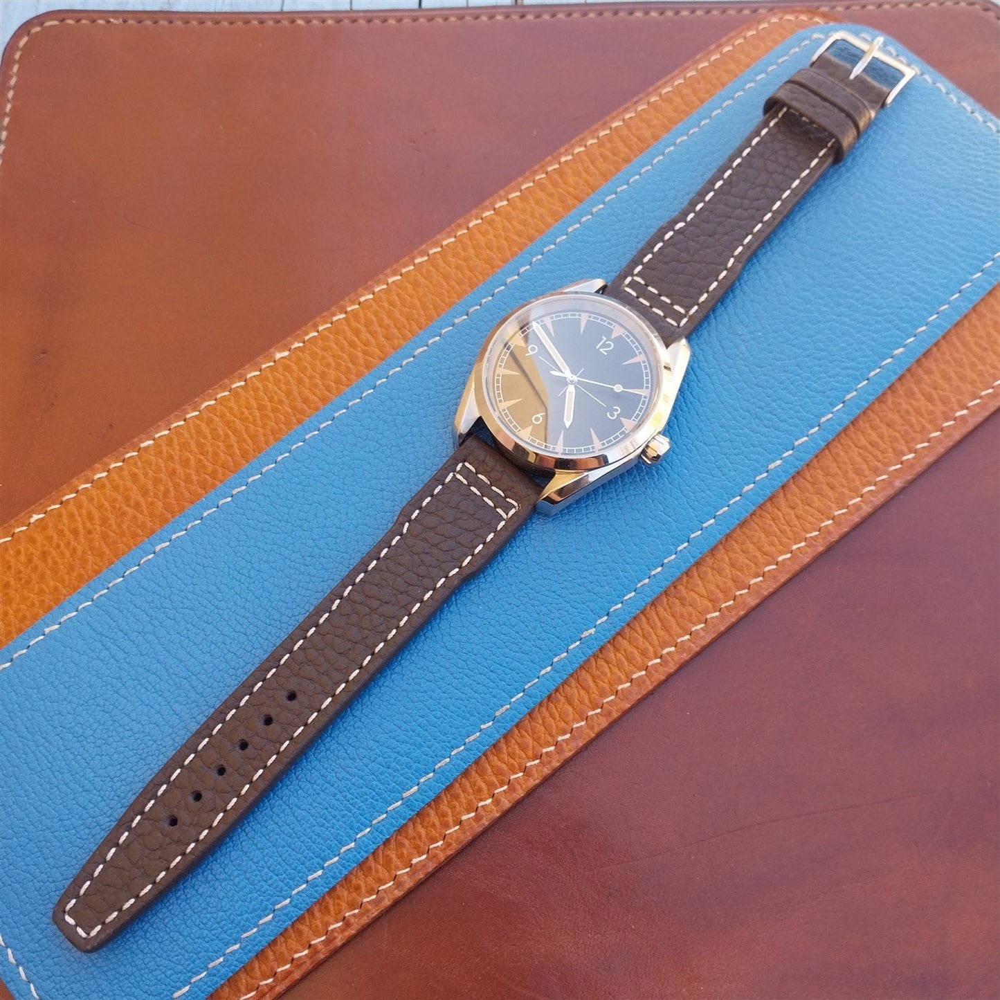 20mm Mocha Rios Typhoon Buffalo Leather 20/18 Aviator Pilot Watch Strap