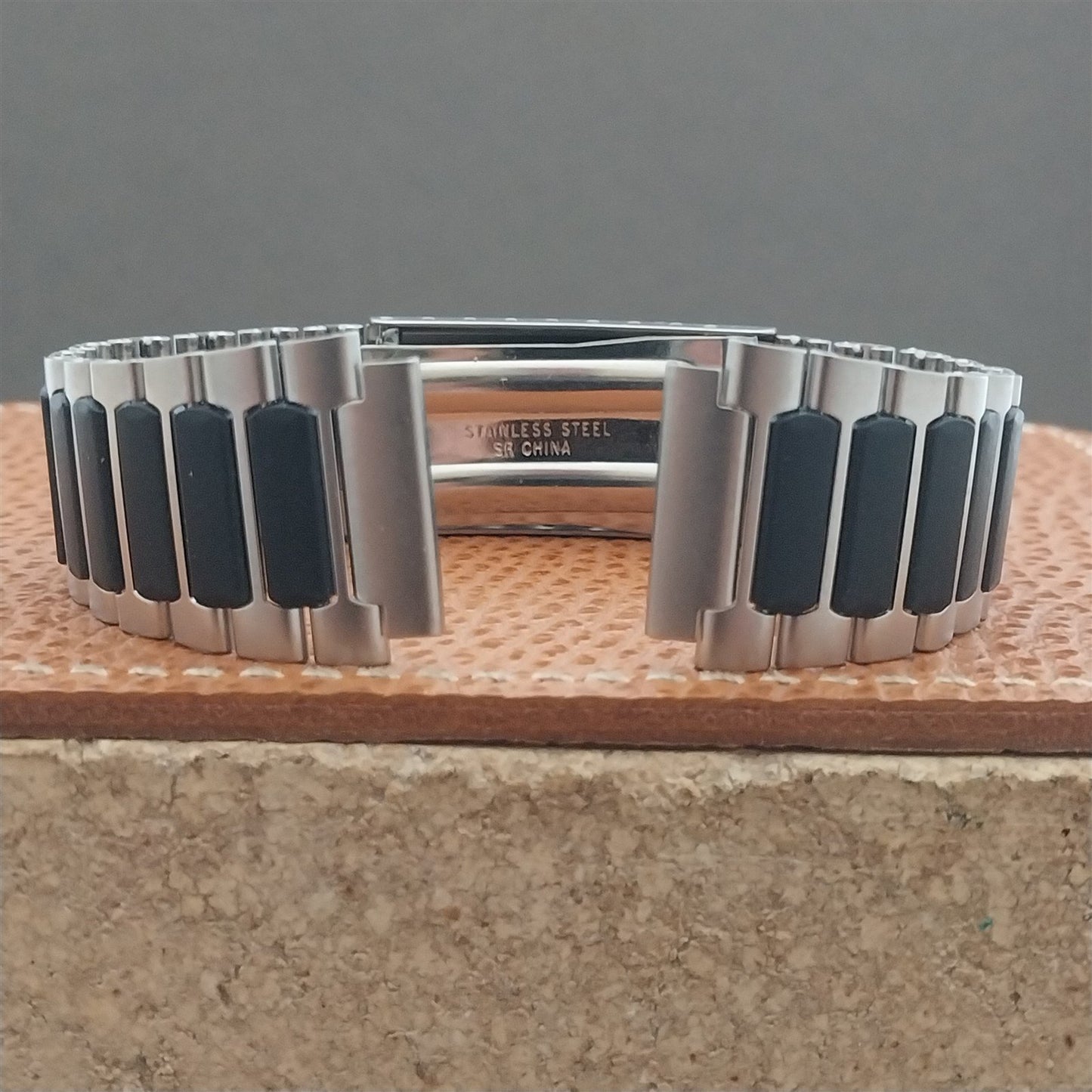 Black Stainless Steel 19mm Flared Unused nos Vintage Watch Band