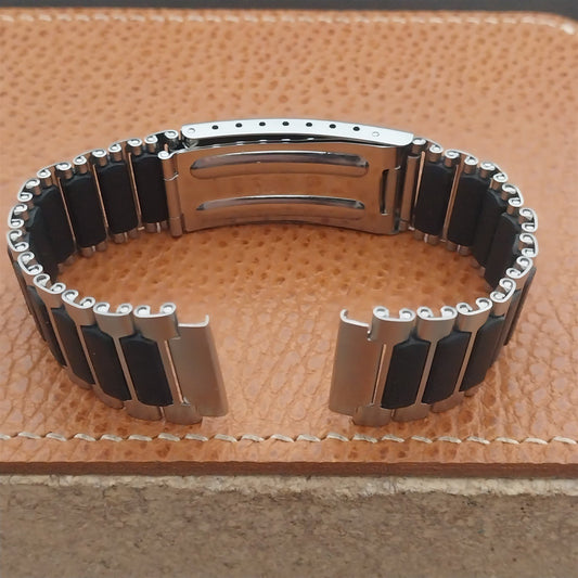 Black Stainless Steel 19mm Flared Unused nos Vintage Watch Band