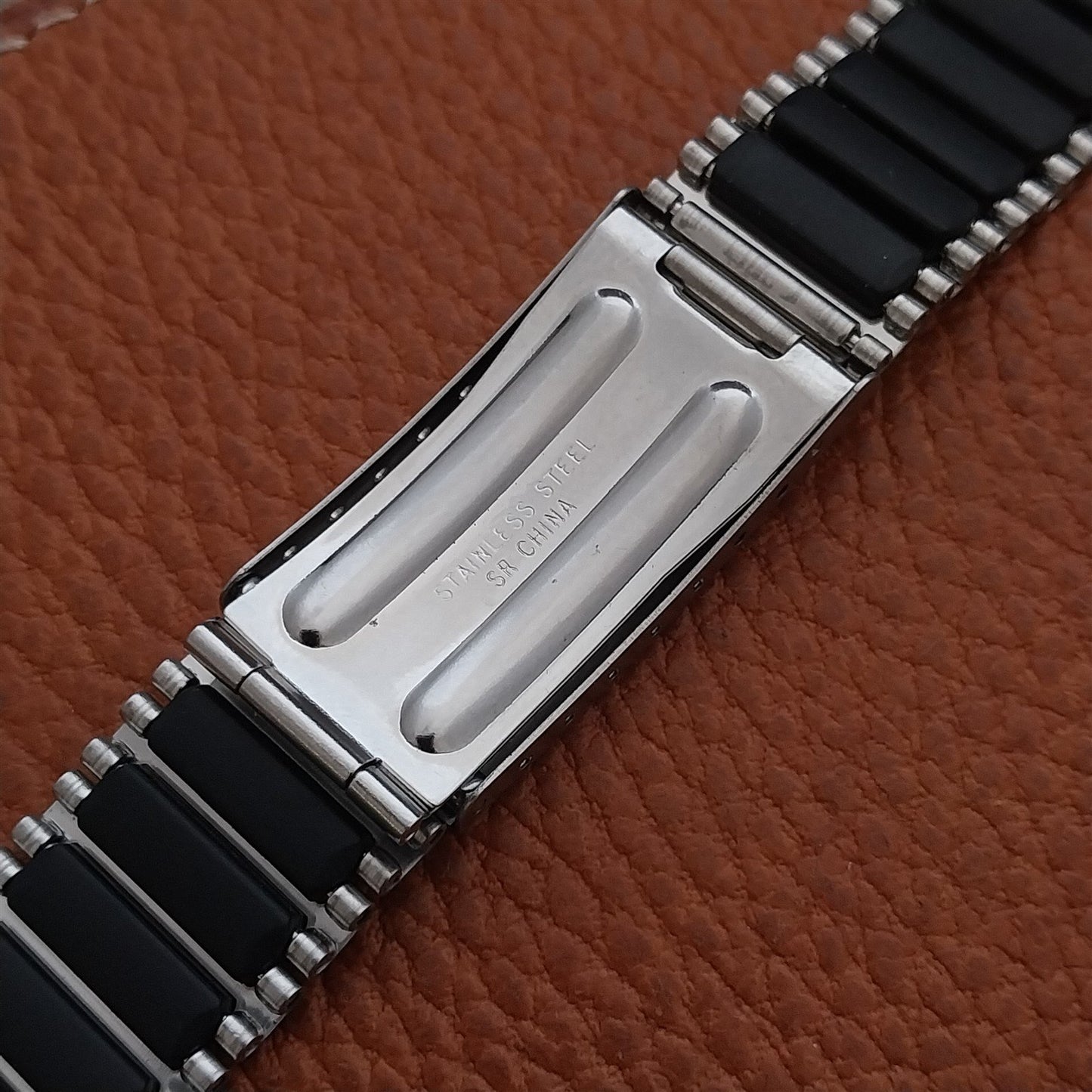 Black Stainless Steel 19mm Flared Unused nos Vintage Watch Band