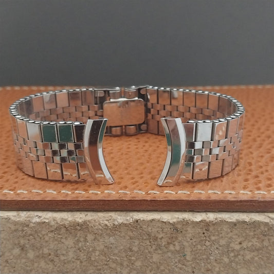 17mm 18mm 19mm 1950s White Gold-Filled Brick Link Vintage Watch Band