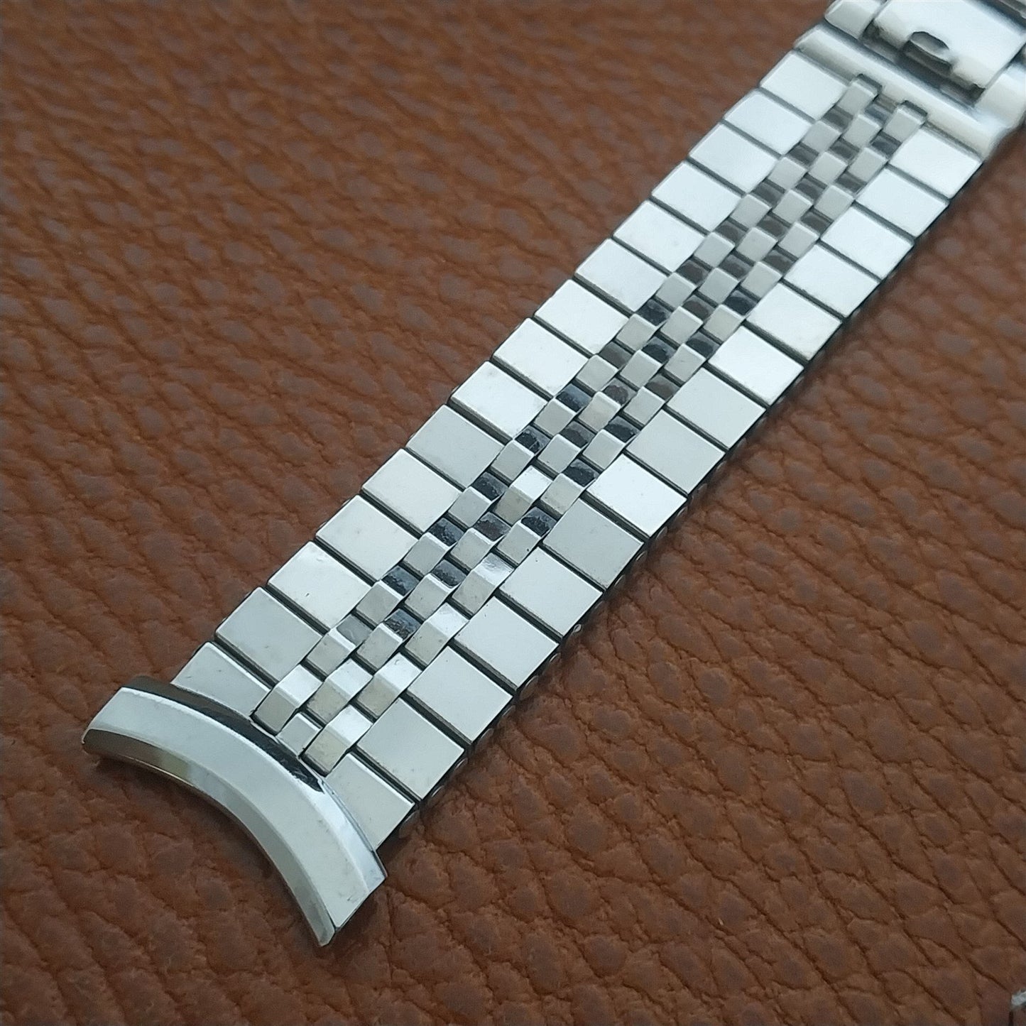 17mm 18mm 19mm 1950s White Gold-Filled Brick Link Vintage Watch Band