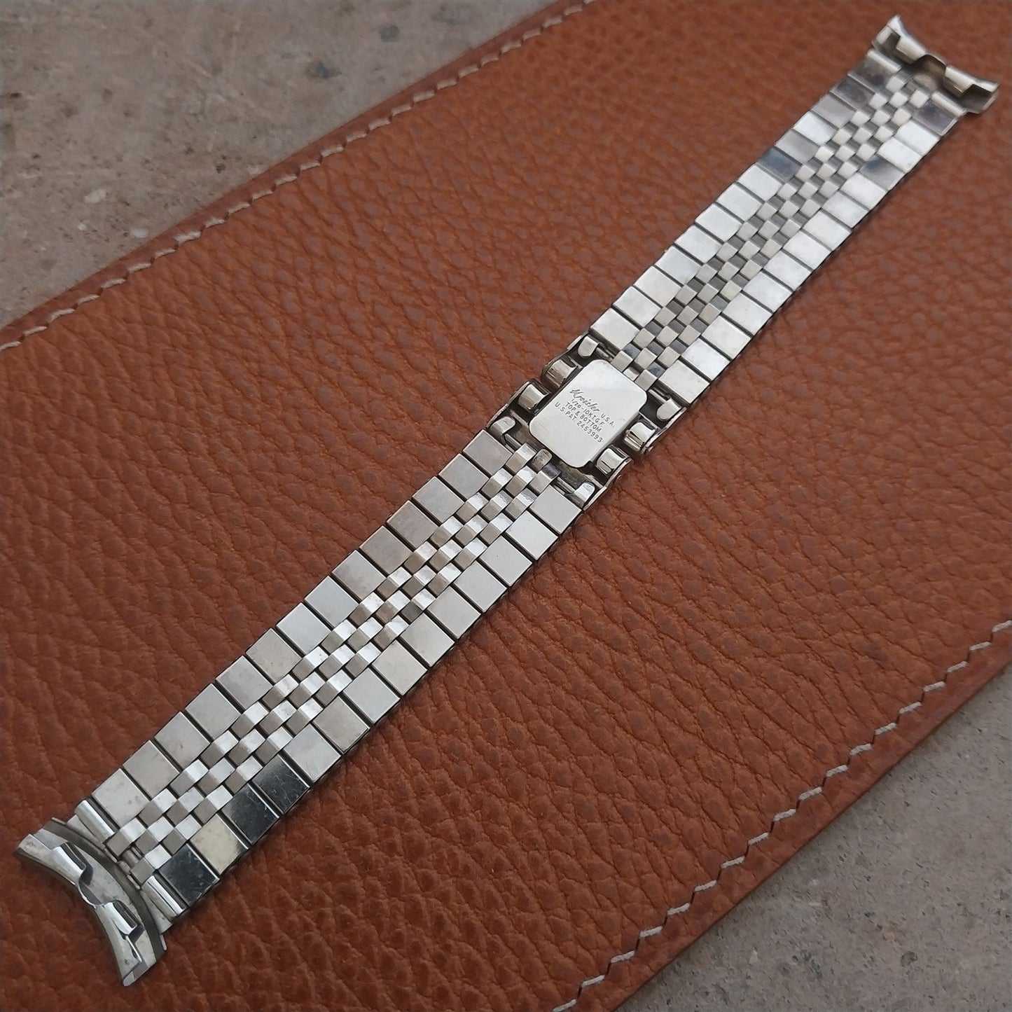 17mm 18mm 19mm 1950s White Gold-Filled Brick Link Vintage Watch Band