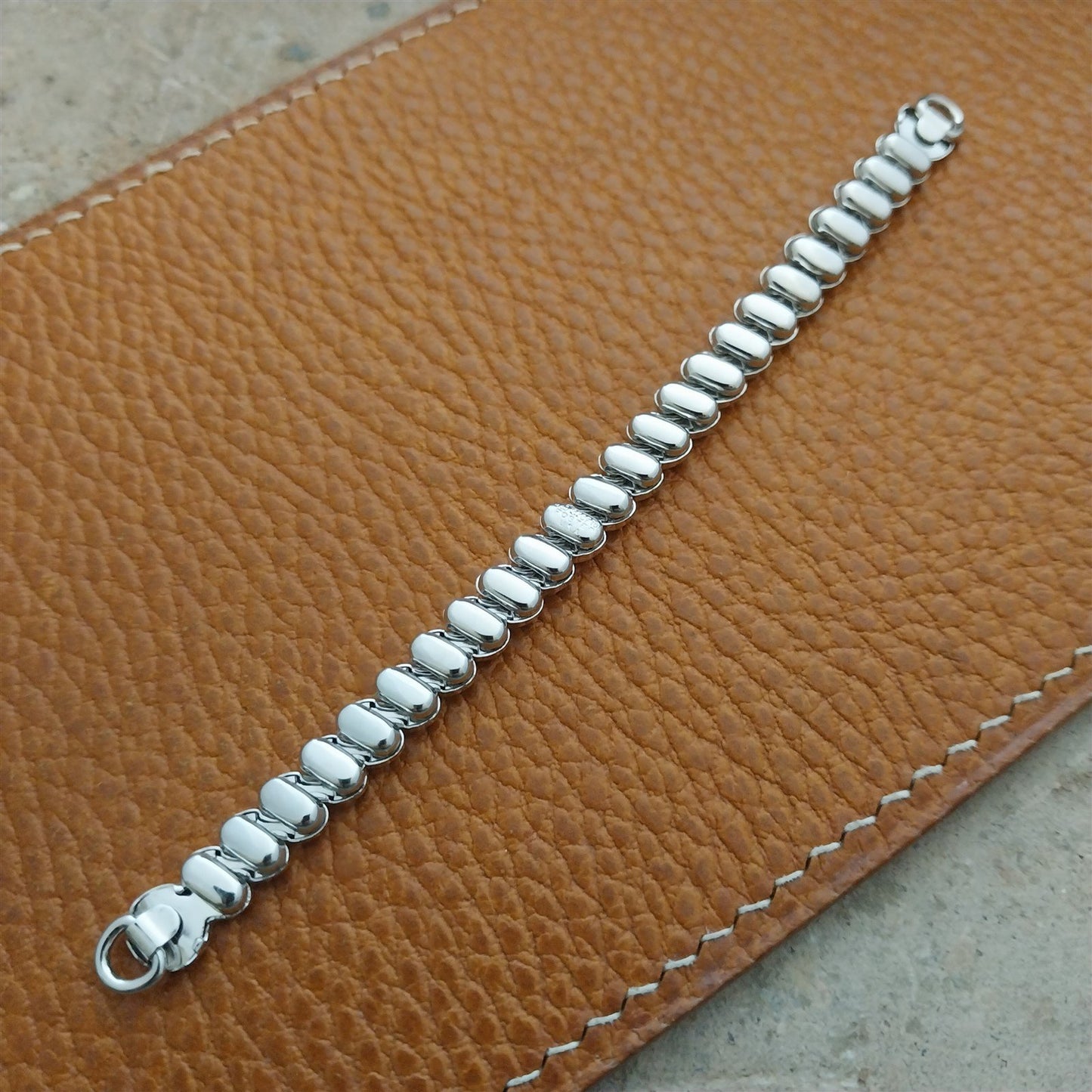 White Gold-Filled Foster Ladies Stretch 1950s Vintage Cocktail Watch Band