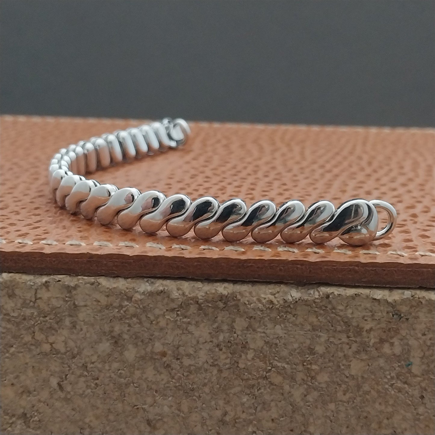 White Gold-Filled Foster Ladies Stretch 1950s Vintage Cocktail Watch Band