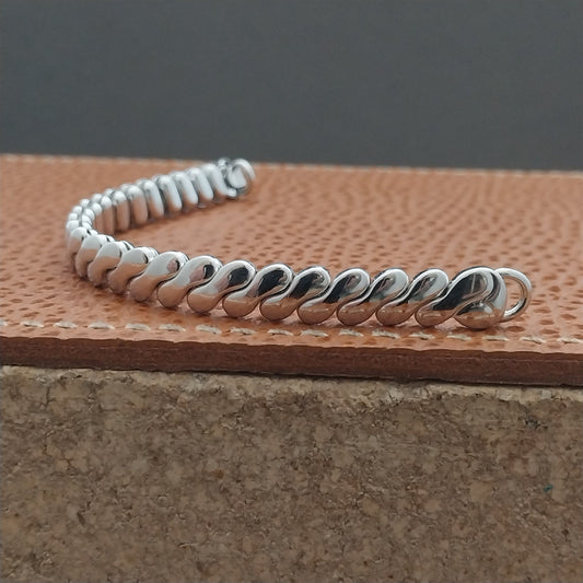 White Gold-Filled Foster Ladies Stretch 1950s Vintage Cocktail Watch Band