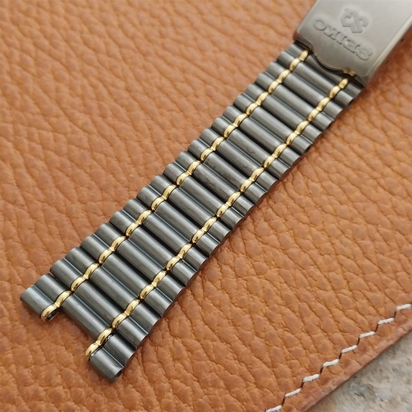 Seiko Quartz SQ100 Gunmetal & Gold-Tone Unused Vintage Watch Band