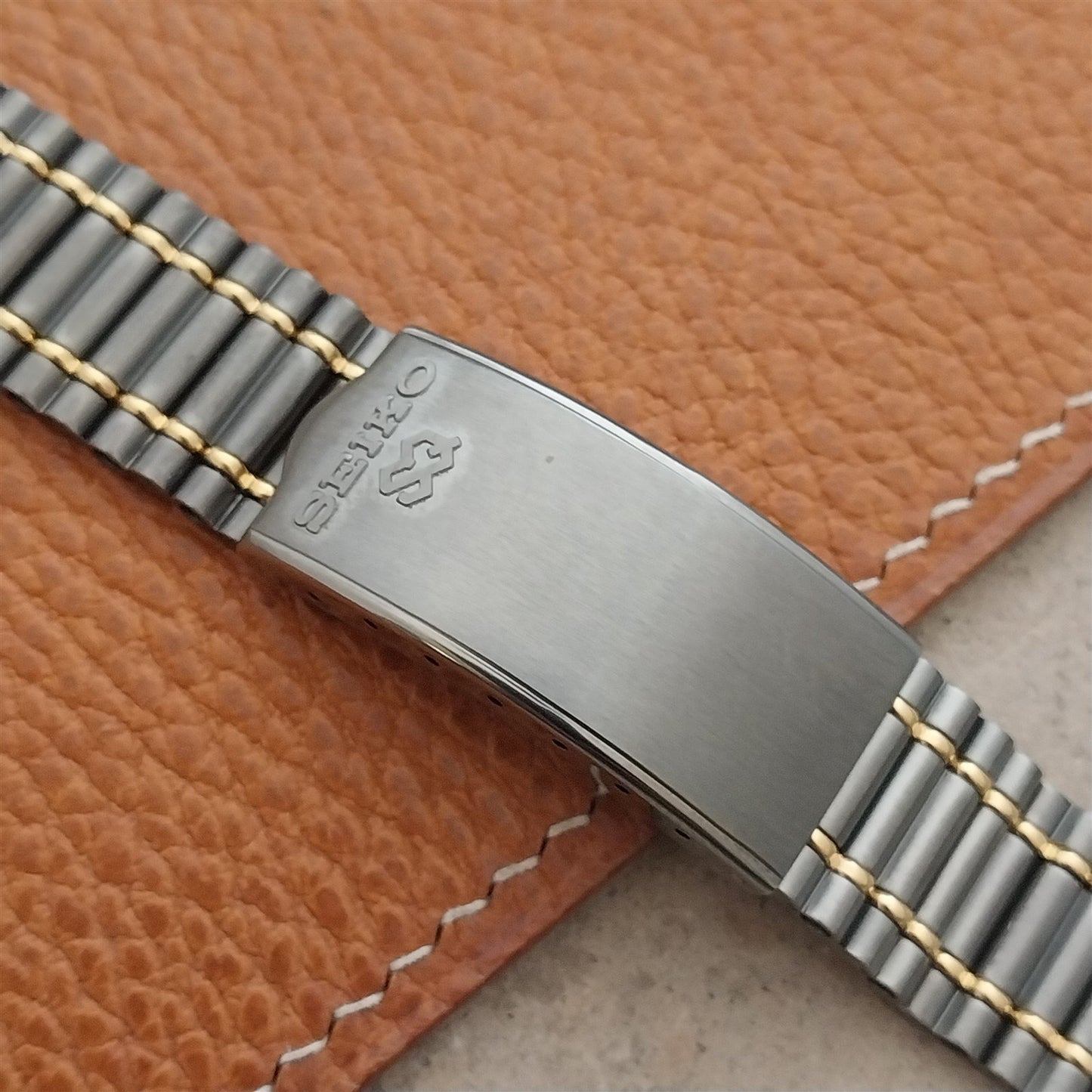 Seiko Quartz SQ100 Gunmetal & Gold-Tone Unused Vintage Watch Band