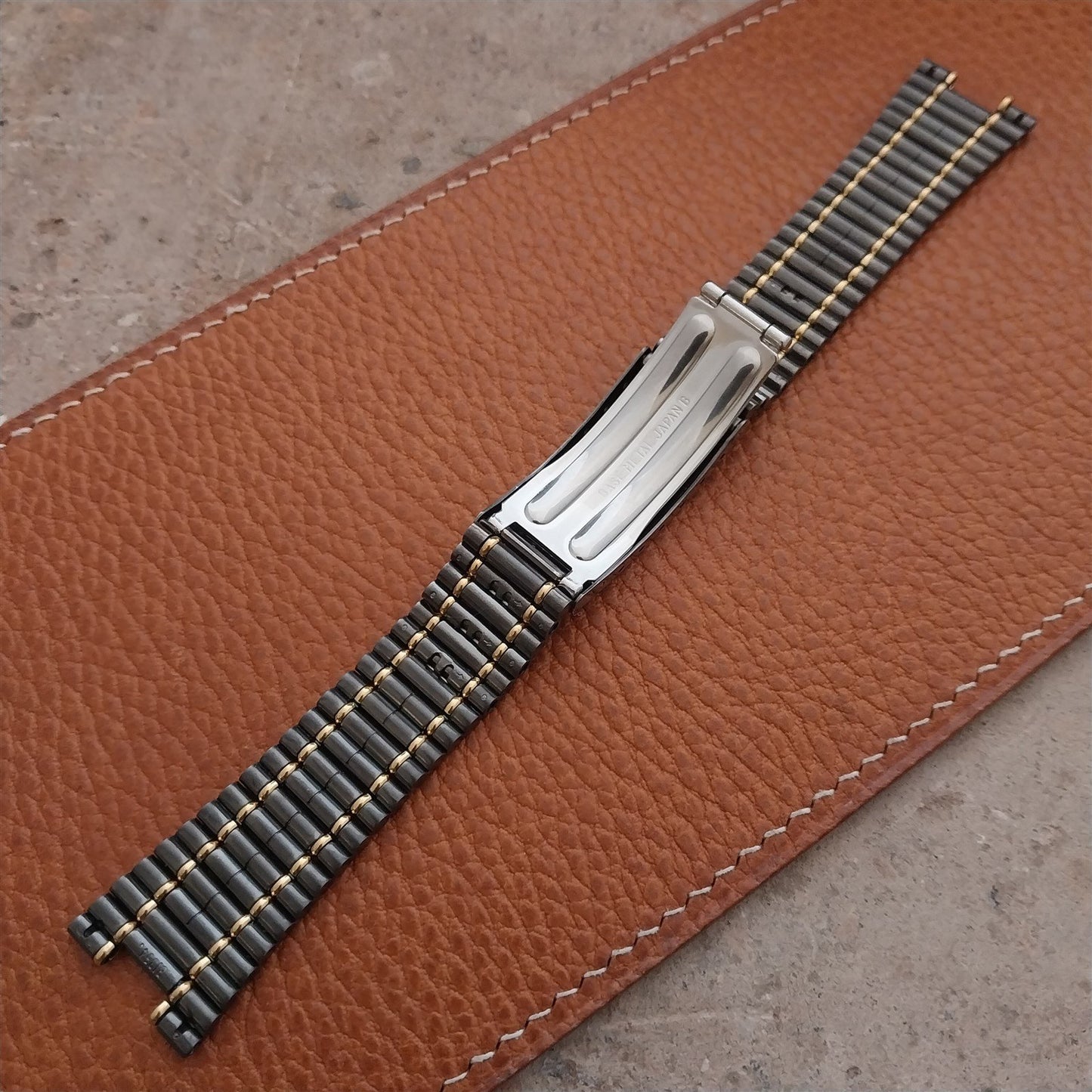 Seiko Quartz SQ100 Gunmetal & Gold-Tone Unused Vintage Watch Band