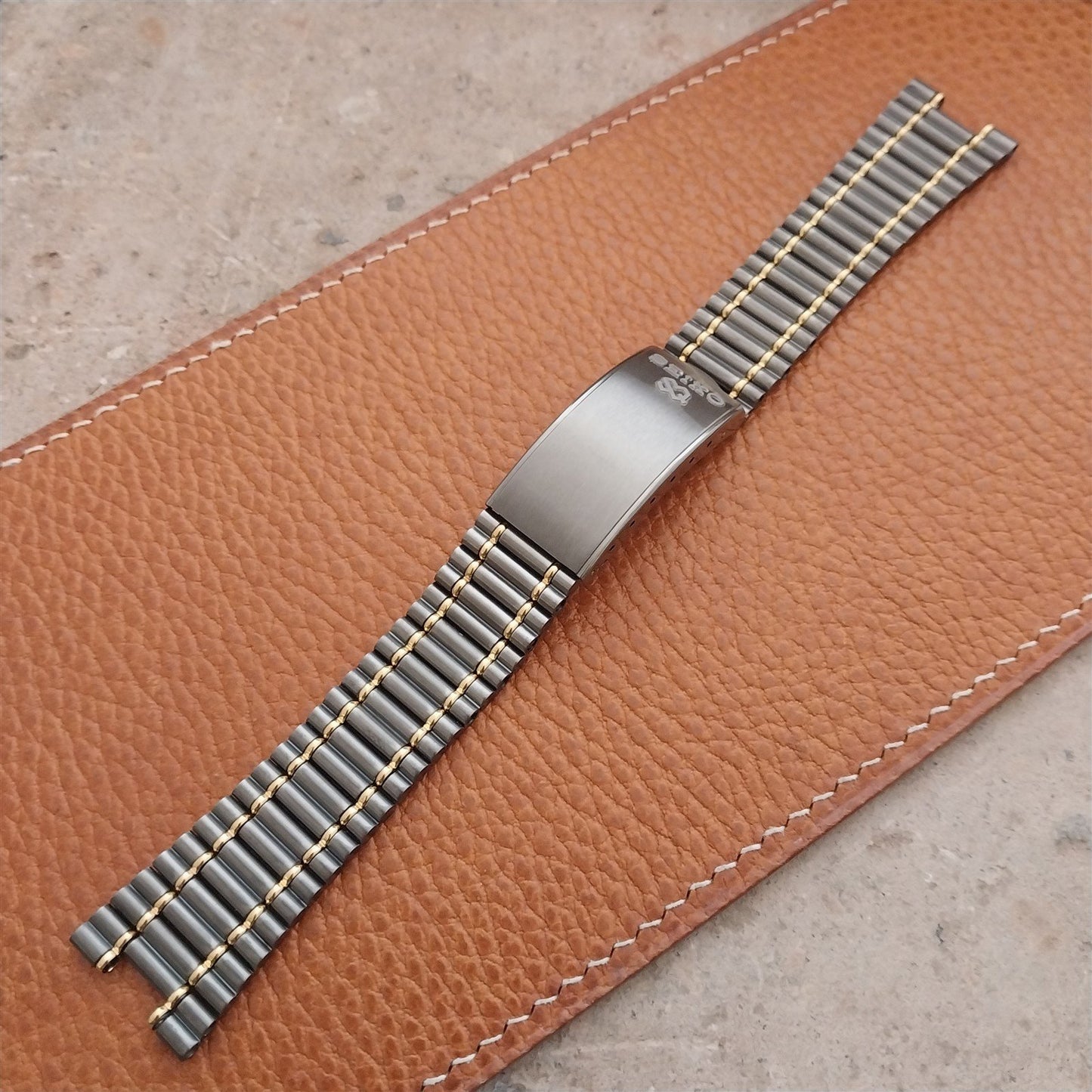 Seiko Quartz SQ100 Gunmetal & Gold-Tone Unused Vintage Watch Band