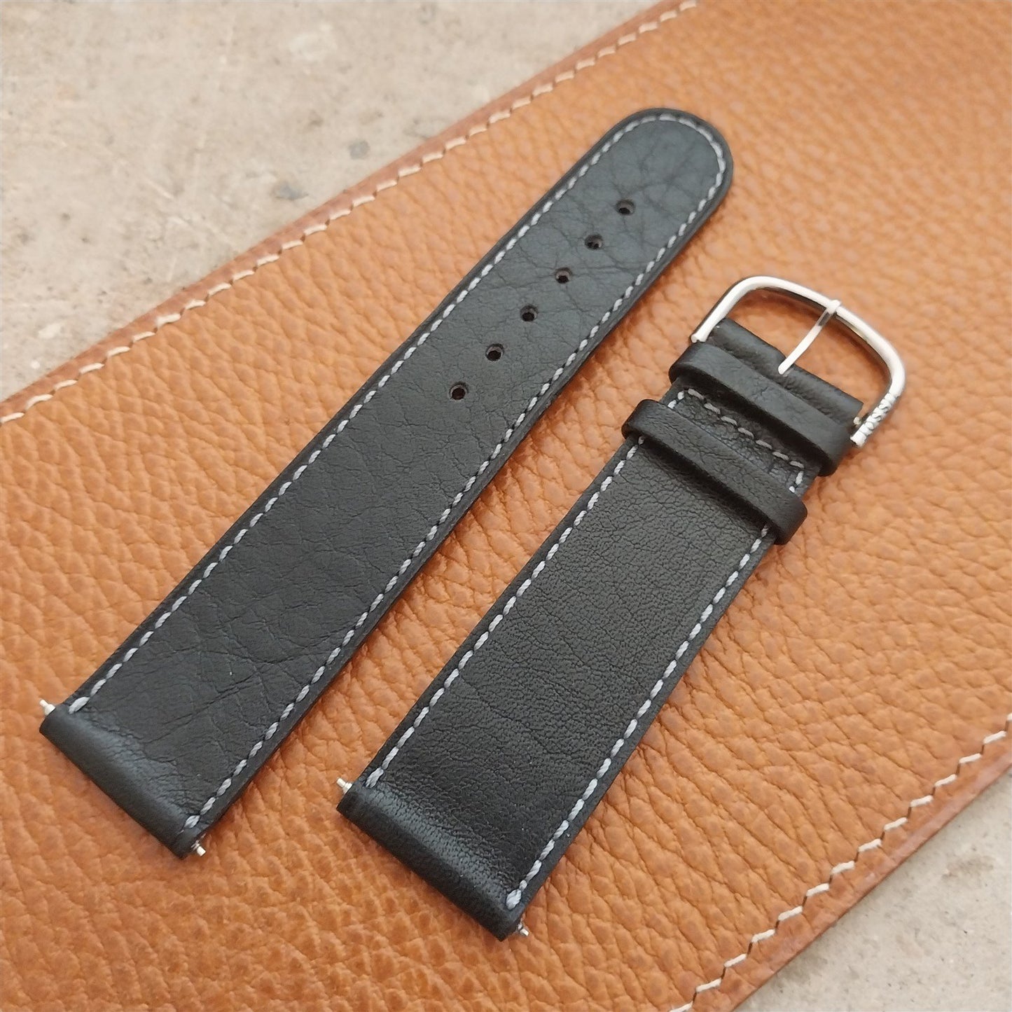 22mm Tissot nos Unused Vintage Leather Watch Strap & Logo Buckle