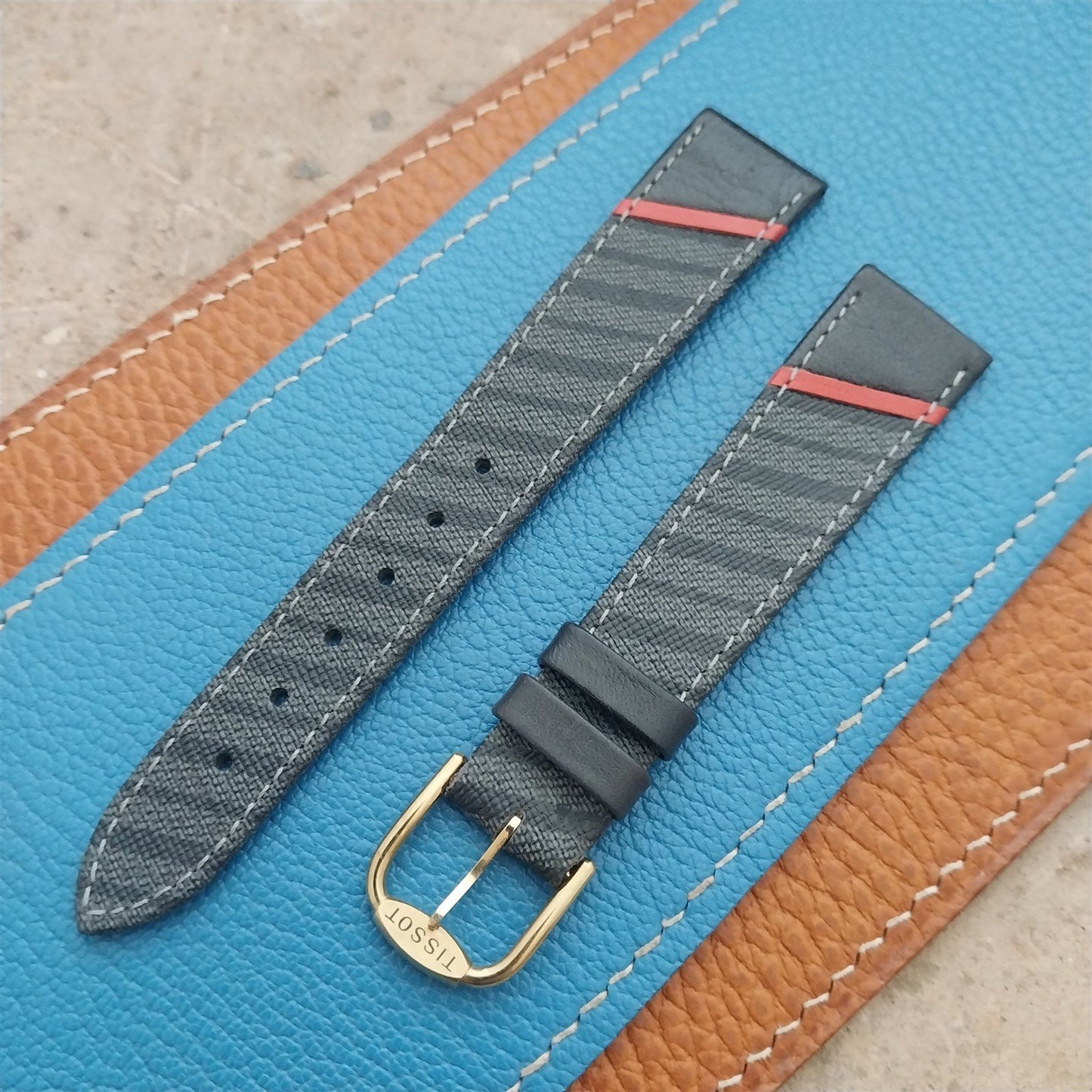 18mm Tissot nos Unused Vintage Leather Watch Strap & Logo Buckle