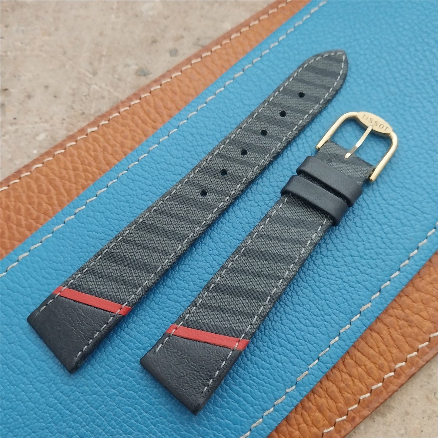 18mm Tissot nos Unused Vintage Leather Watch Strap & Logo Buckle