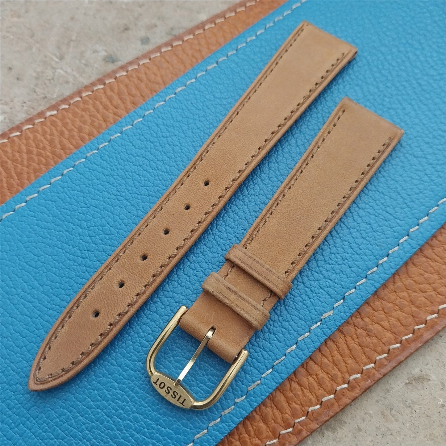 18mm Tissot nos Unused Vintage Leather Watch Strap & Logo Buckle