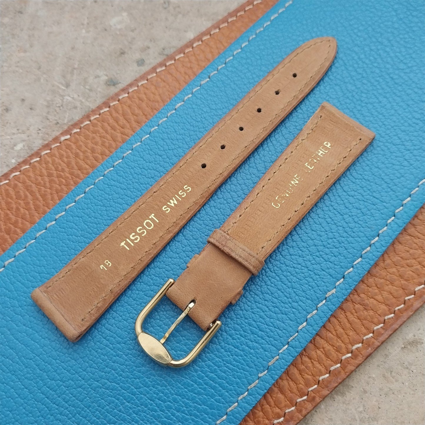 18mm Tissot nos Unused Vintage Leather Watch Strap & Logo Buckle