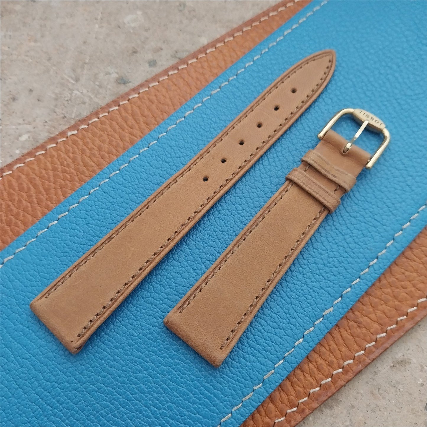 18mm Tissot nos Unused Vintage Leather Watch Strap & Logo Buckle