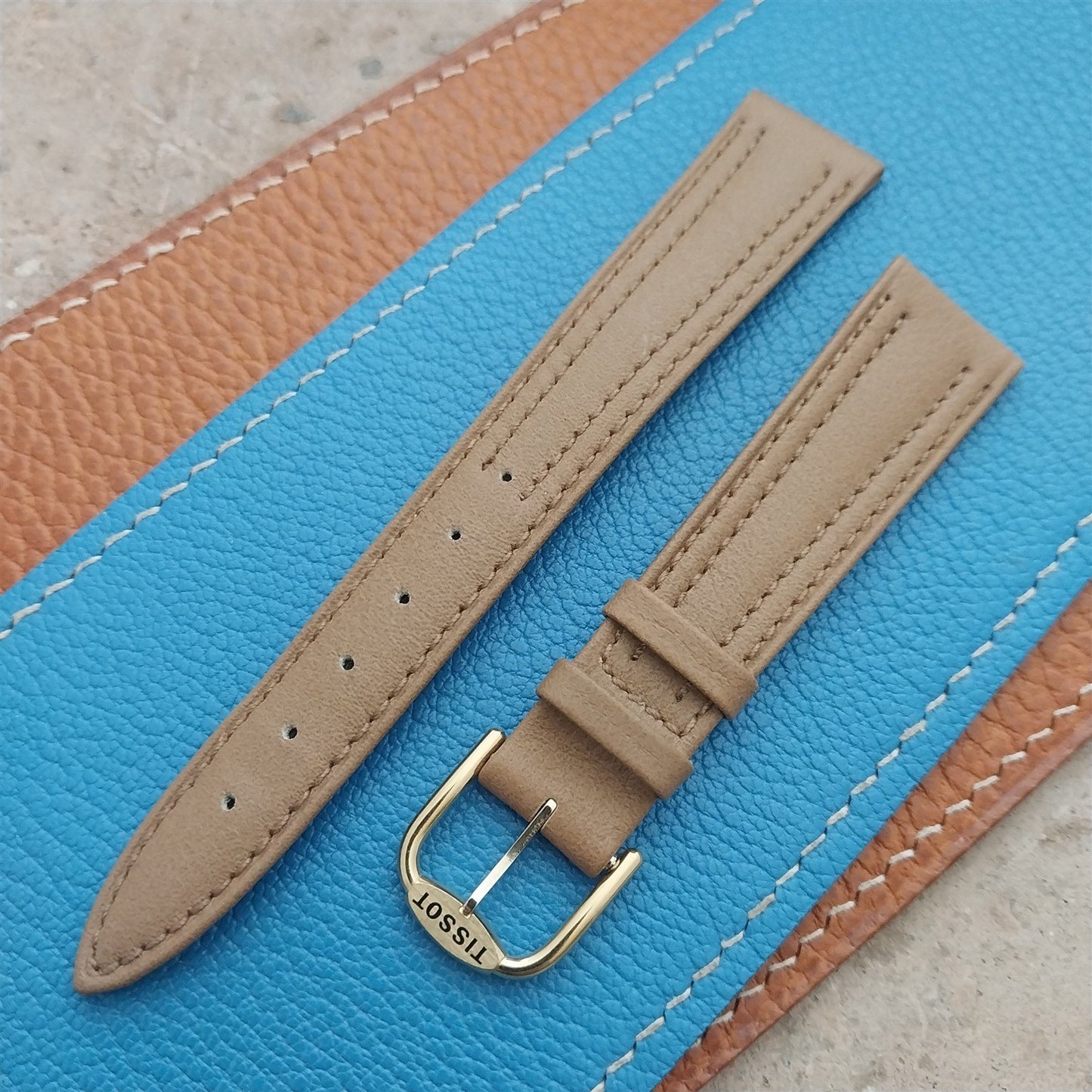 18mm Tissot nos Unused Vintage Leather Watch Strap & Logo Buckle