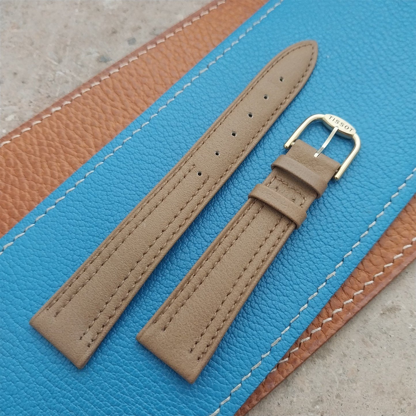 18mm Tissot nos Unused Vintage Leather Watch Strap & Logo Buckle
