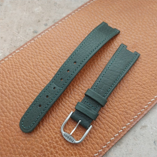 Tissot Rock Watch nos Unused Vintage Green Leather Watch Strap & Logo Buckle