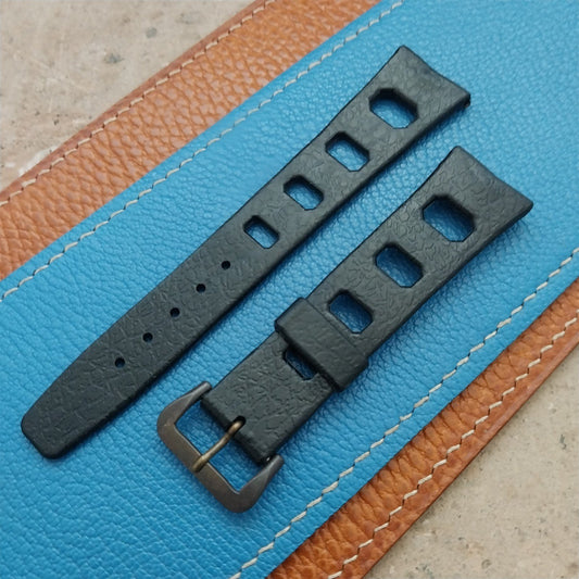 Vintage 20mm Classic Skindiver Black NOS Watch Strap & Patina Buckle