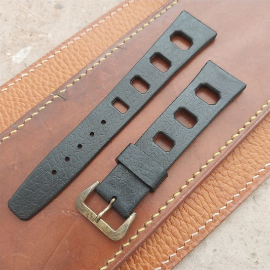 Vintage 20mm Classic Skindiver Black Unused Aqua GS Watch Strap & Brass Buckle