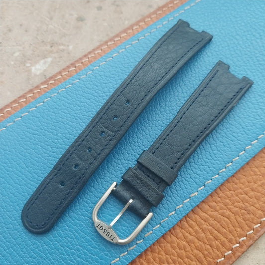 Tissot Rock Watch nos Unused Vintage Blue Leather Watch Strap & Logo Buckle