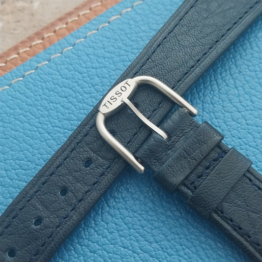 Tissot Rock Watch nos Unused Vintage Blue Leather Watch Strap & Logo Buckle