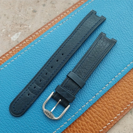 Tissot Rock Watch nos Unused Vintage Blue Leather Watch Strap & Logo Buckle