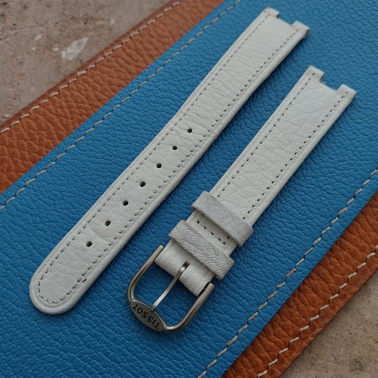 Tissot Rock Watch nos Unused Vintage White Leather Watch Strap & Logo Buckle