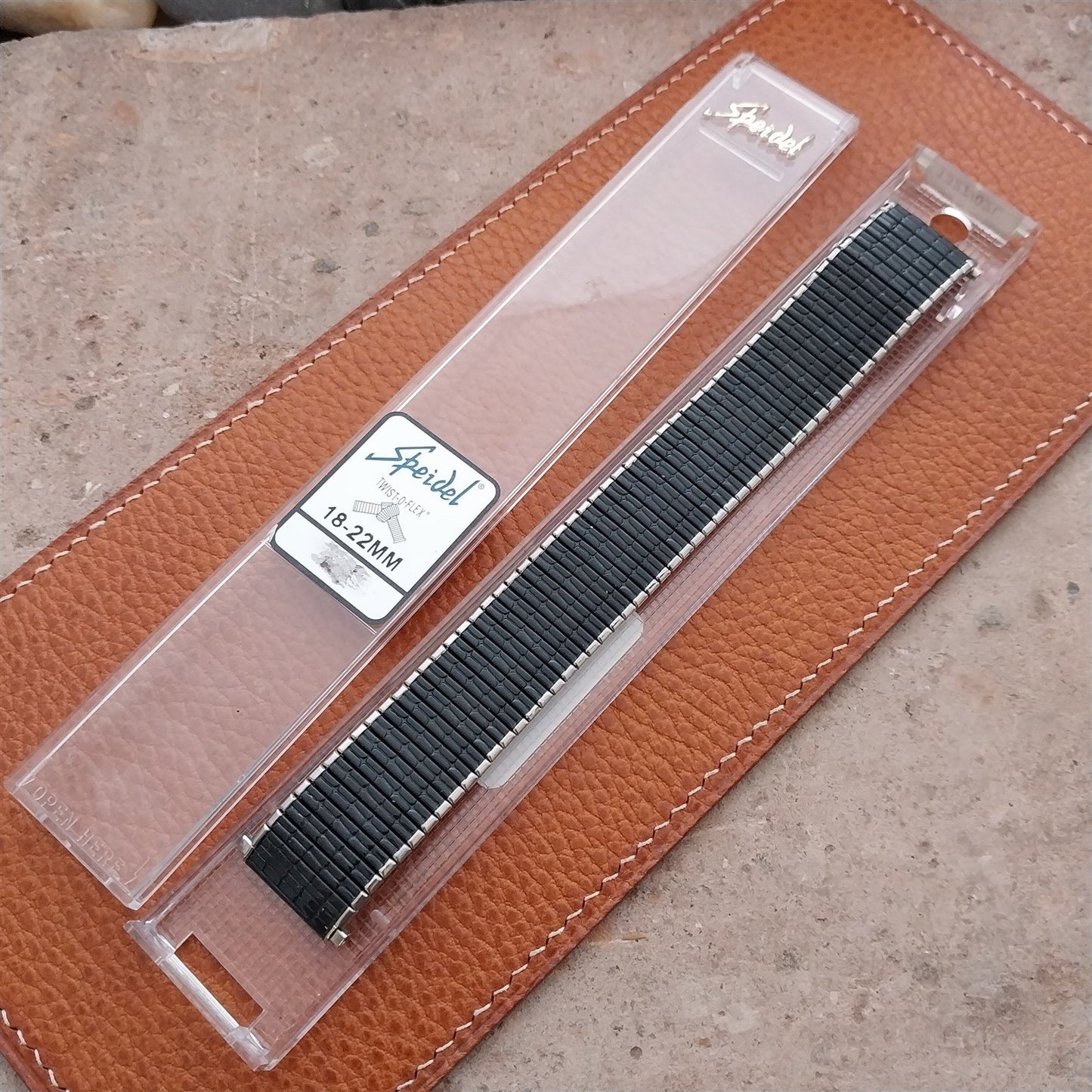 Wide 18mm 19mm 20mm Speidel Black & Stainless Thinline Romunda Watch Band