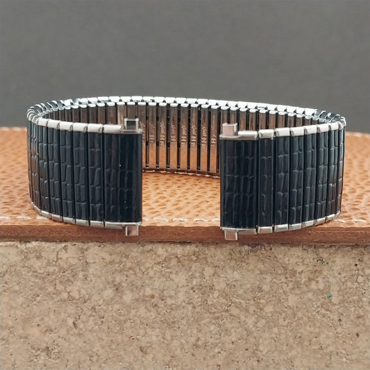 Wide 18mm 19mm 20mm Speidel Black & Stainless Thinline Romunda Watch Band