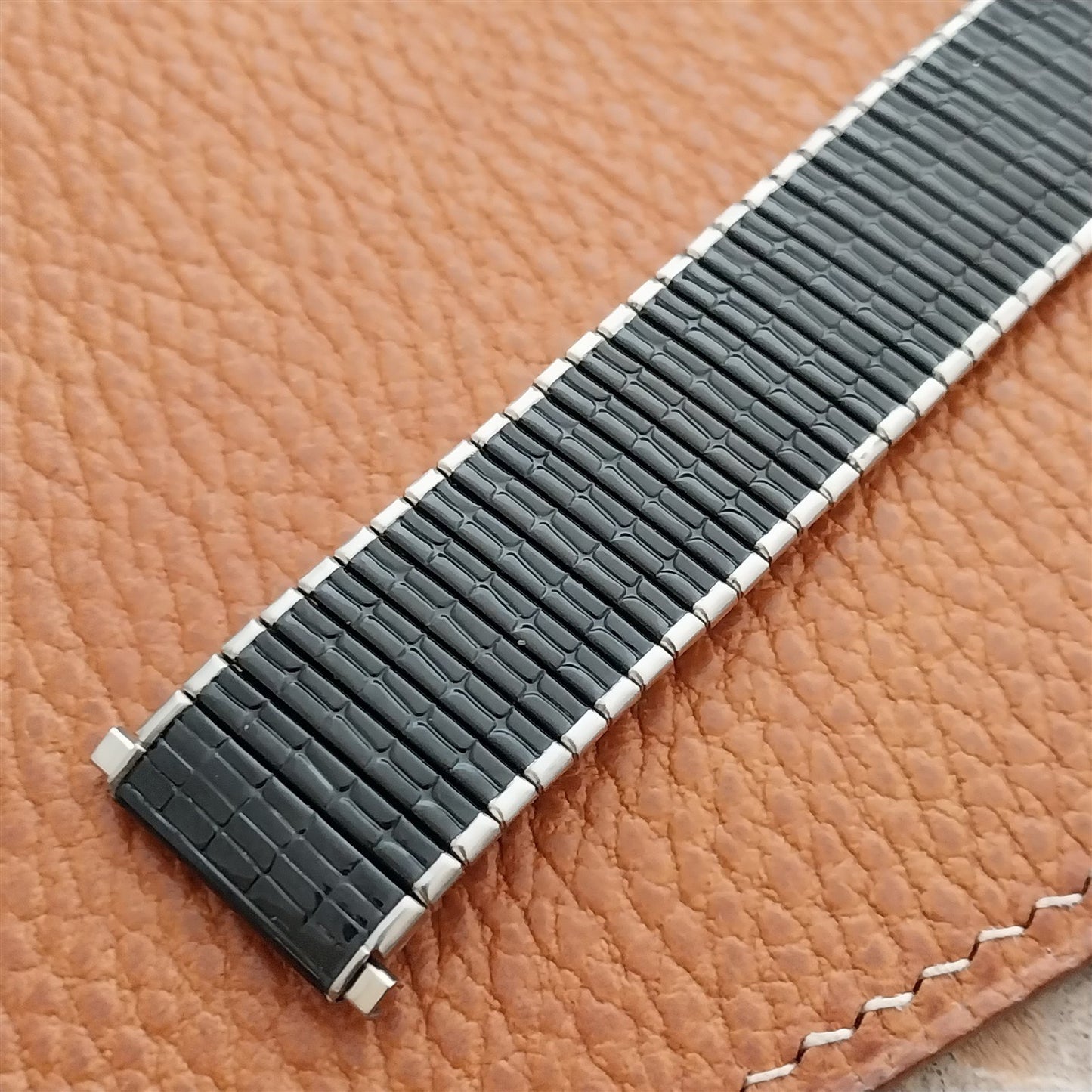 Wide 18mm 19mm 20mm Speidel Black & Stainless Thinline Romunda Watch Band