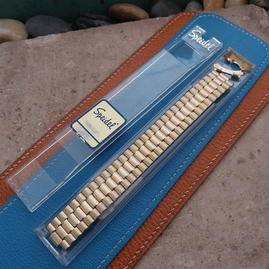 Vintage Wide Yellow Gold-Tone 20mm Speidel EuroFlex Unused NOS 1980s Watch Band