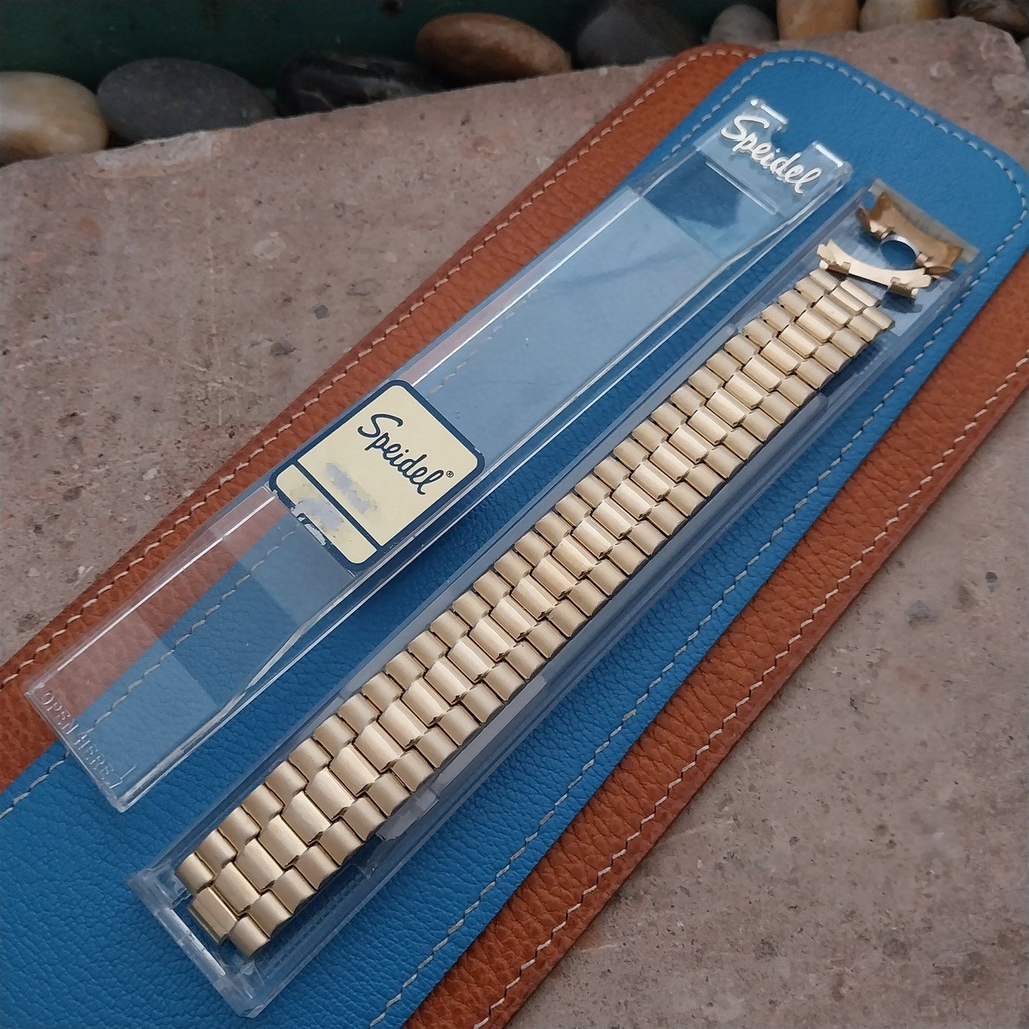 Vintage Wide Yellow Gold-Tone 20mm Speidel EuroFlex Unused NOS 1980s Watch Band