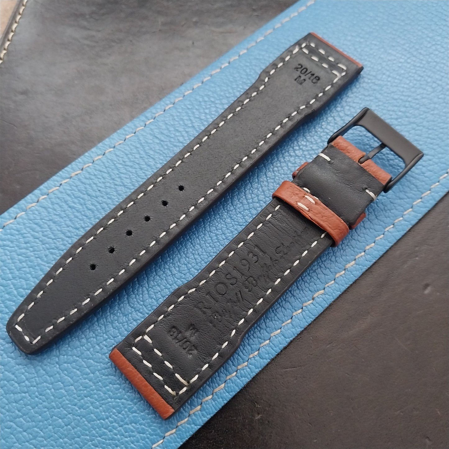 20mm Rios Typhoon Buffalo Leather 20/18 Aviator Pilot Watch Strap
