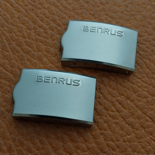 2 NOS Benrus Logo Stainless Steel Deployment Buckles