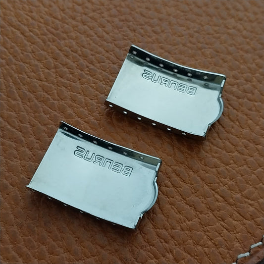 2 NOS Benrus Logo Stainless Steel Deployment Buckles