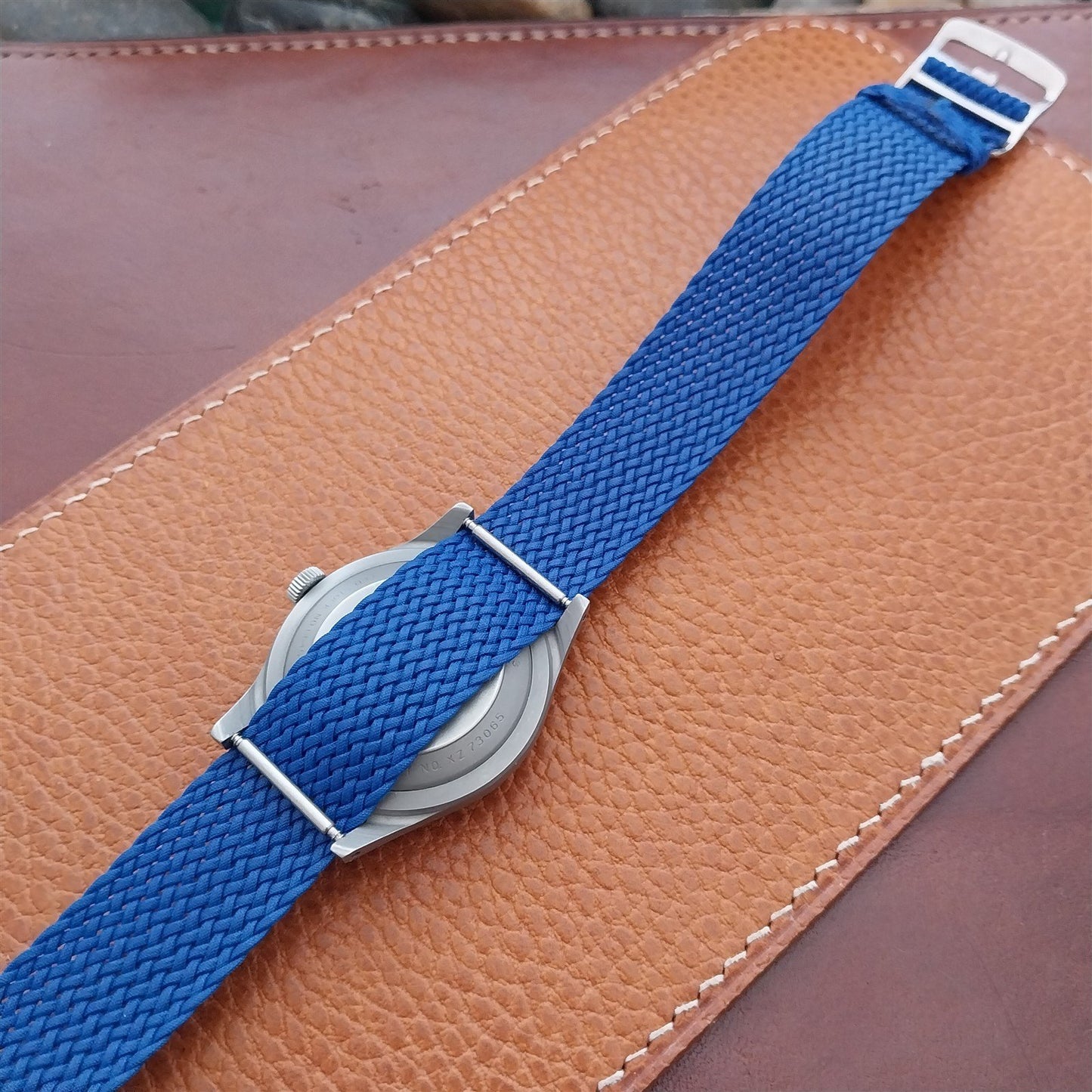Blue 18mm Eulit Panama Braided Perlon Single Pass Field Watch Strap
