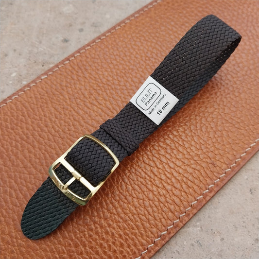 Brown 18mm EULIT Panama Braided Perlon Single Pass Field Watch Strap
