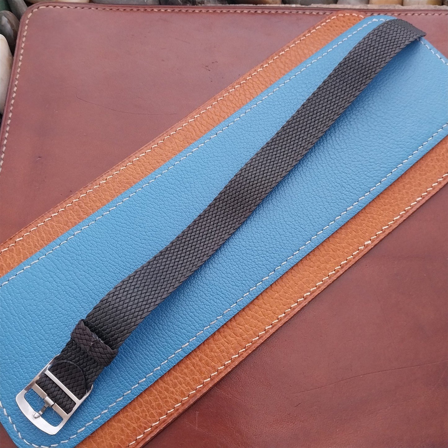 Dark Brown 18mm Eulit Panama Braided Perlon Single Pass Field Watch Strap