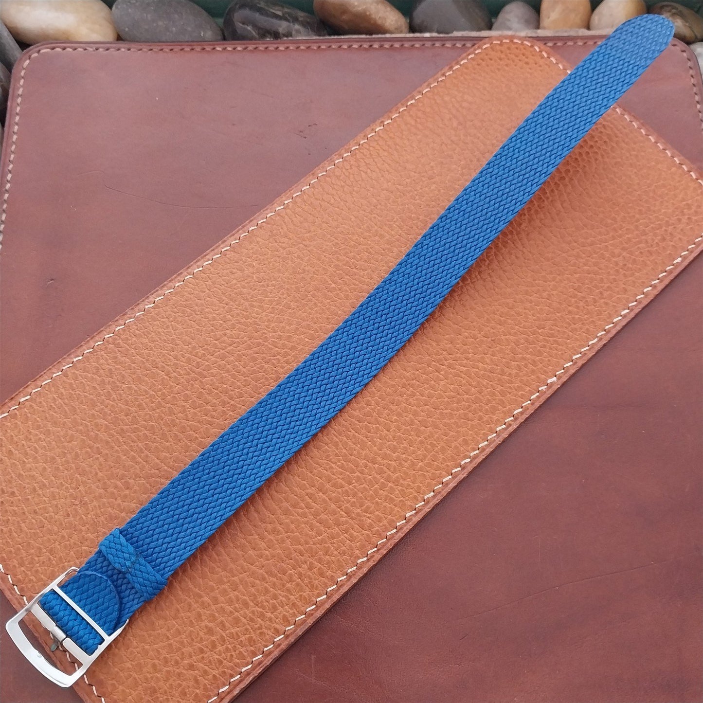 Blue 20mm Eulit Panama Braided Perlon Single Pass Field Watch Strap