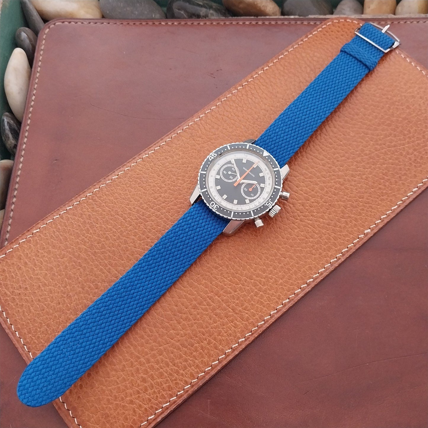 Blue 20mm Eulit Panama Braided Perlon Single Pass Field Watch Strap
