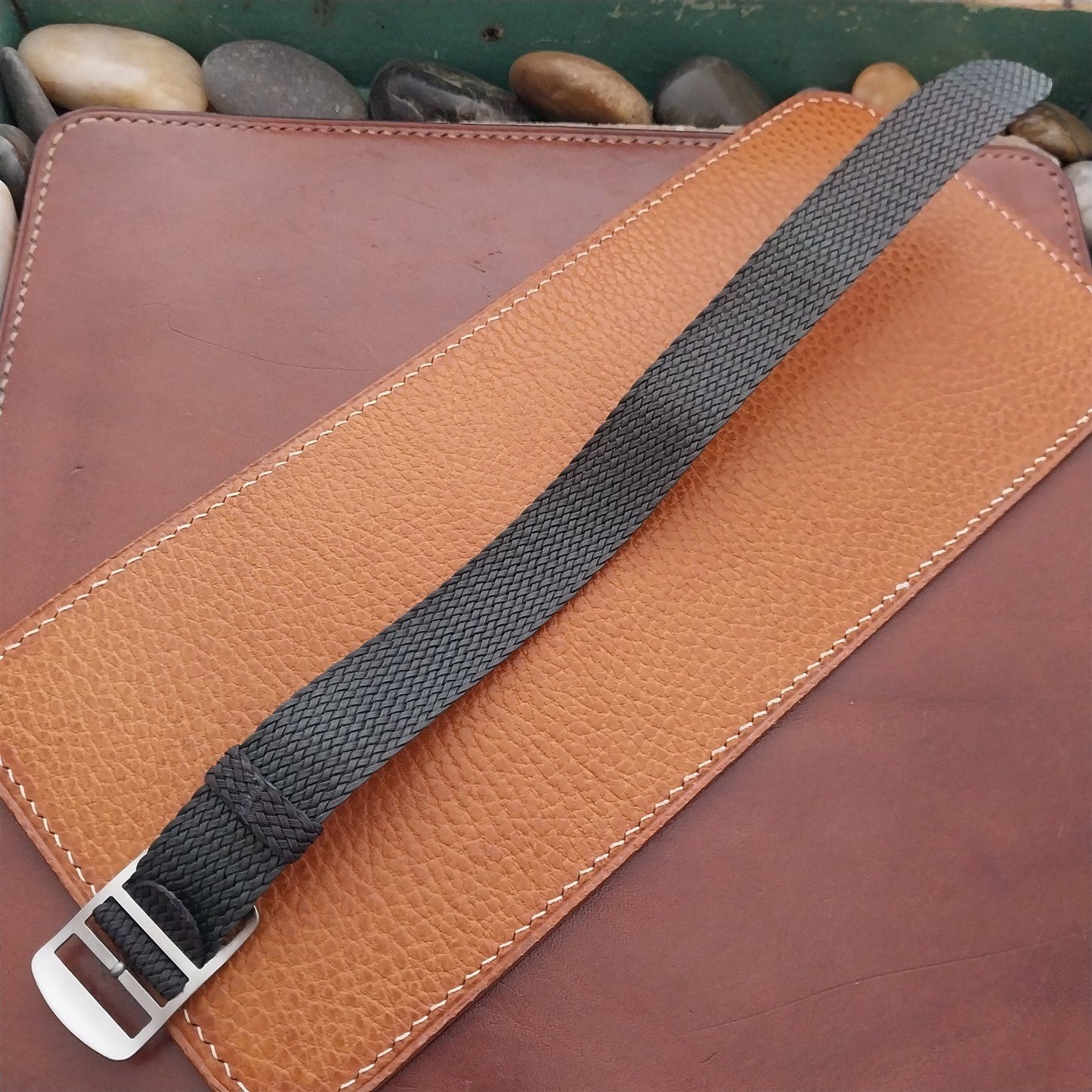 Brown 20mm Eulit Baltic Braided Perlon Single Pass Field Watch Strap