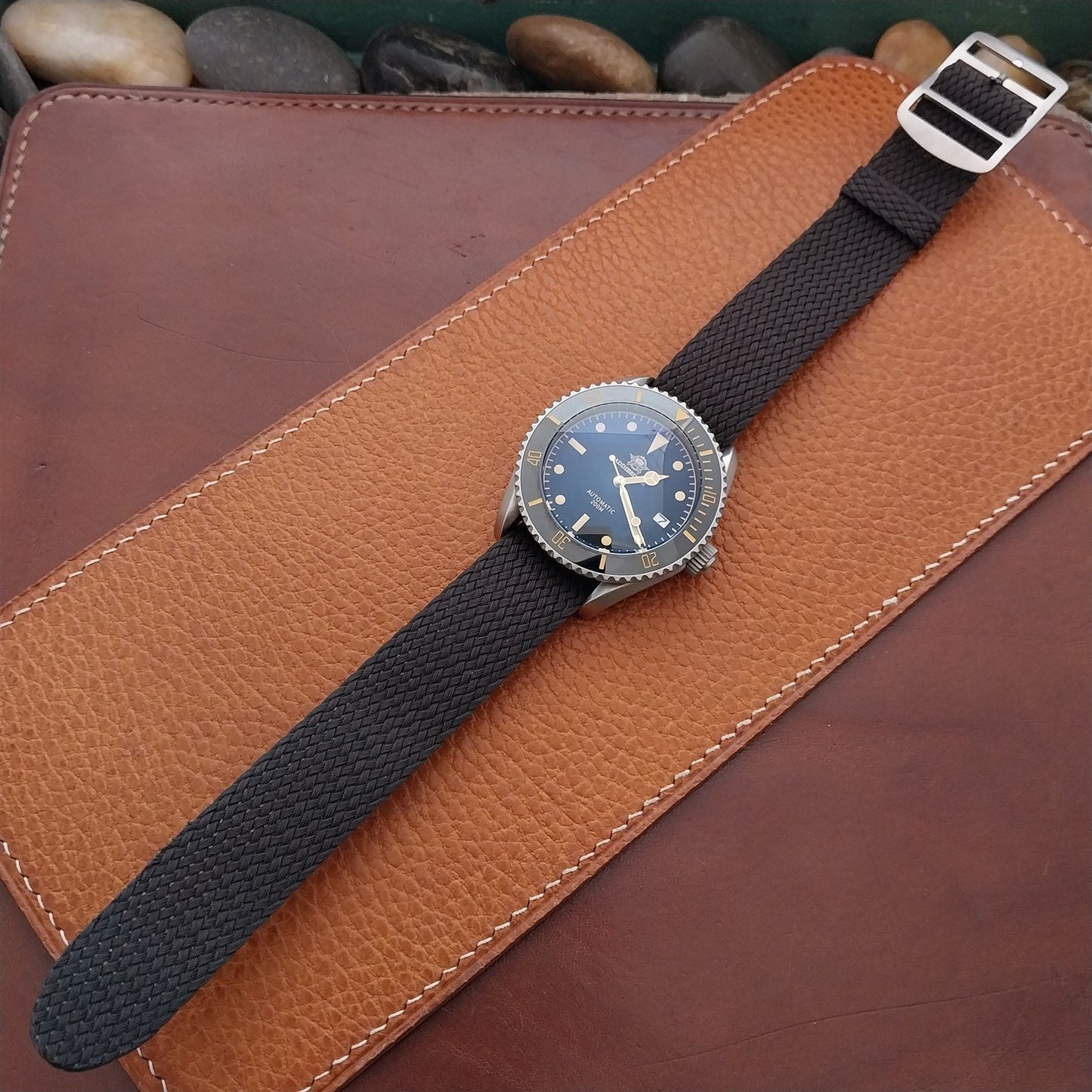 Brown 20mm Eulit Baltic Braided Perlon Single Pass Field Watch Strap
