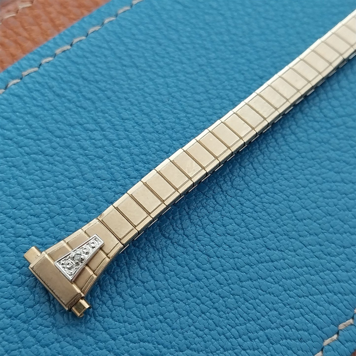 Gold-Plated & Diamond 1/2" Speidel Twistoflex Unused Vintage Cocktail Watch Band