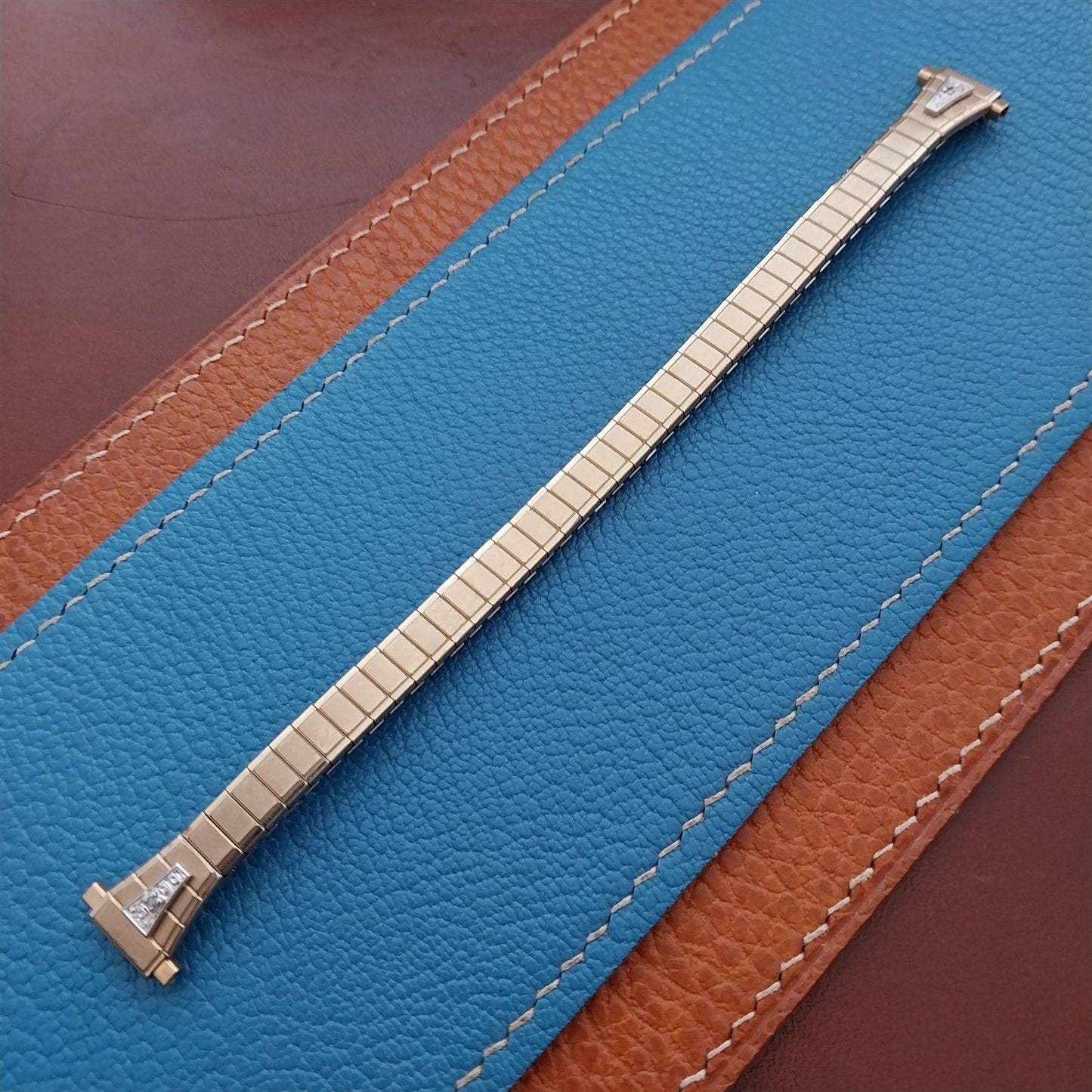 Gold-Plated & Diamond 1/2" Speidel Twistoflex Unused Vintage Cocktail Watch Band