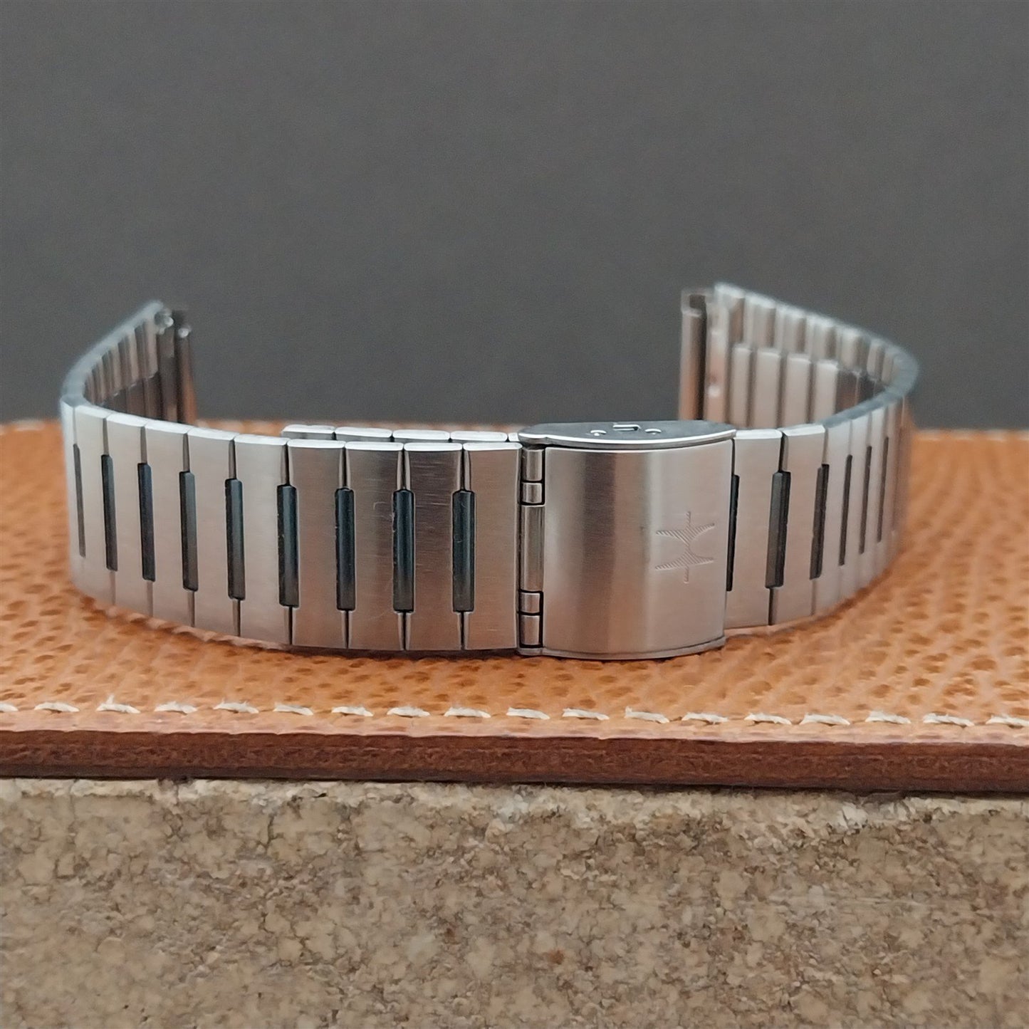 Vintage 19mm Hamilton Stainless & Steel & Blue NOS Unused Classic Watch Band